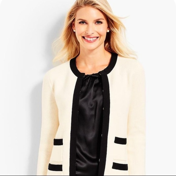 Talbots Sweaters - Talbots Ivory & Black Cardigan
